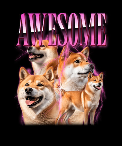 T-Shirt Design Template Featuring Shiba Inu Illustrations Inspired by a Meme