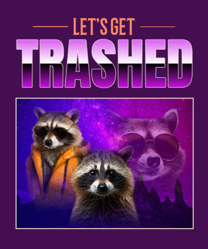 AI-Generated T-Shirt Design Template Featuring Cute Raccoons