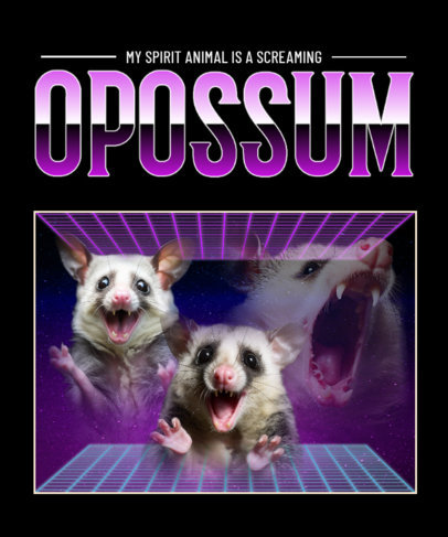 AI-Created T-Shirt Design Template Featuring an Illustrated Opossum