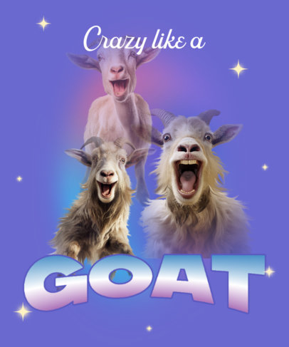 Funny T-Shirt Design Creator Featuring AI-Generated Laughing Goats