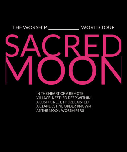 T-Shirt Design Template Featuring a Moon Graphic for a Musician's Tour