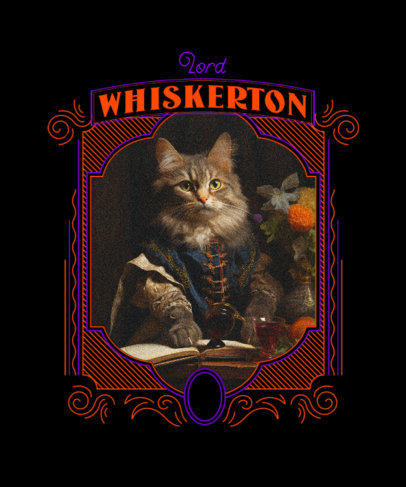 T-Shirt Design Maker Featuring a Renaissance-Style Painting of a Cat