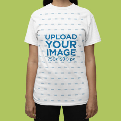 Gildan T-Shirt Mockup of a Woman Standing in a Studio