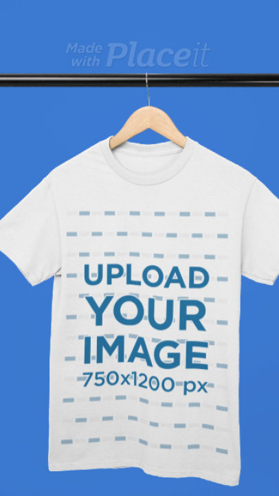 Video of a Gildan T-Shirt Placed on a Wooden Hanger