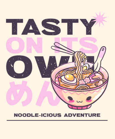 T-Shirt Design Maker with an Adorable Kawaii-Style Noodles Bowl Character 5714h