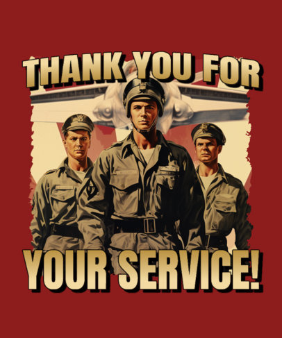 T-Shirt Design Template Featuring Illustrated Soldiers with a Thank-You Message for Veterans Day 5085