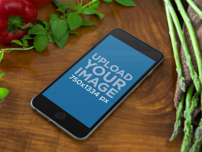 Mockup Template of iPhone 6 on Cooking Table