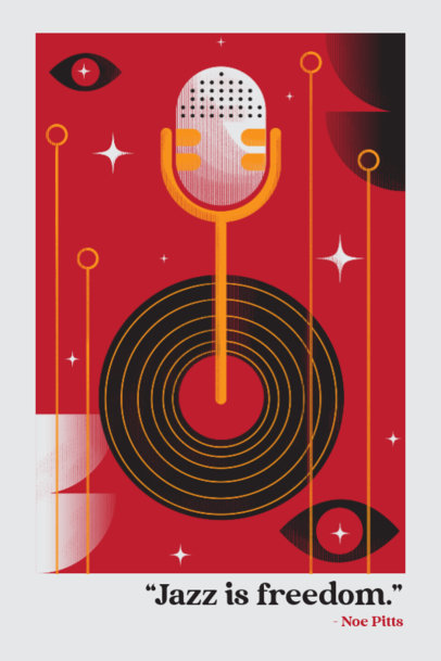 Illustrated Poster Design Generator With an Abstract Microphone Graphic and a Quote 5981e