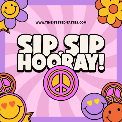 Coaster Design Maker Featuring Retro Peace Signs and Smiling Faces  5986a