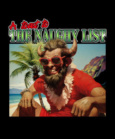 T-Shirt Design Maker Featuring an Evil Santa Claus at the Beach