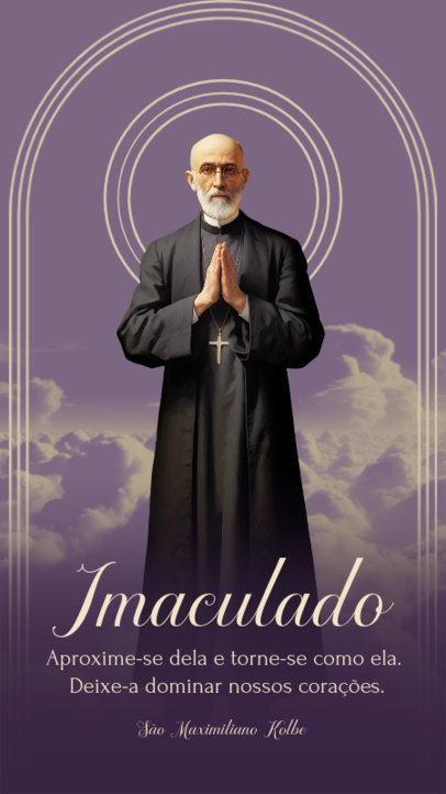 Quote Instagram Story Template Featuring a Graphic of Saint Maximilian Kolbe 6656g