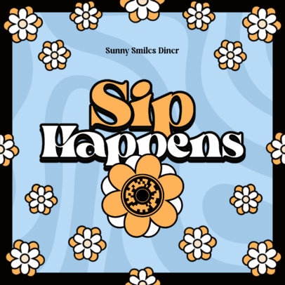 Coaster Design Generator Featuring a Retro-Aesthetic Typography and Flower Illustrations 5986j