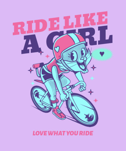 T-Shirt Design Template Featuring a Bunny Cyclist Graphic and a Feminist Quote