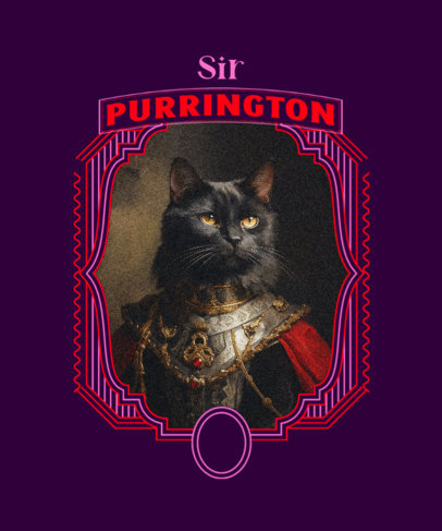 Funny T-Shirt Design Template Featuring an Illustrated Cat in a Knight Armor