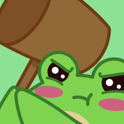 Twitch Emote Design Creator Featuring an Angry Frog with a Mallet 5987c