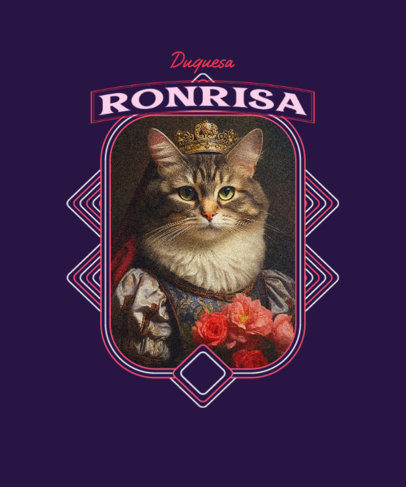 Funny T-Shirt Design Generator Featuring a Cat Dressed as a Queen