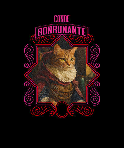 T-Shirt Design Creator Featuring an Illustrated Cat in a Classic-Style Frame