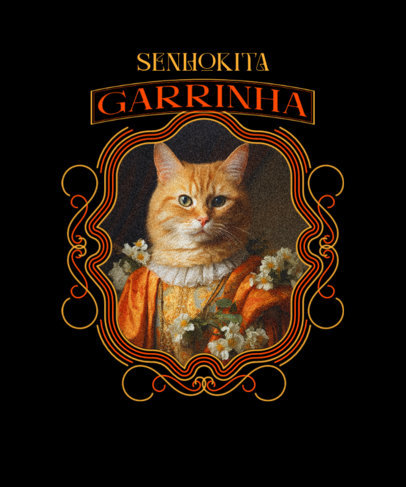 Funny T-Shirt Design Generator Featuring a Cat in a Renaissance-Inspired Dress