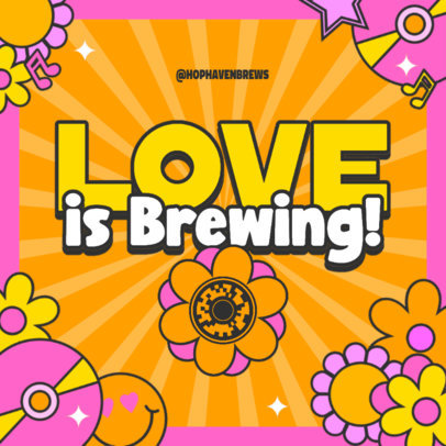 Coaster Design Generator Featuring Colorful Flowers with a Retro Aesthetic 5986b