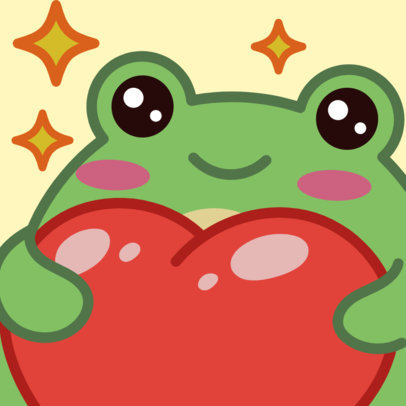 Twitch Emote Design Template Featuring a Cute Frog with a Heart 5987f
