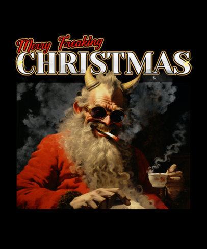 T-Shirt Design Creator for Xmas with an Evil Santa Claus Illustration