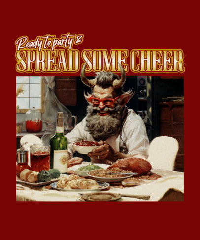 T-Shirt Design Generator Featuring a Horror Santa Claus Having Dinner