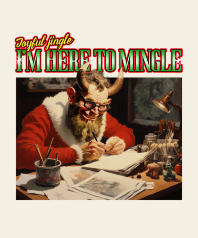 Anti-Xmas-Themed T-Shirt Design Template Featuring a Naughty Santa Claus