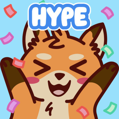 Twitch Emote Design Creator Featuring a Cartoonish Hyped Fox Celebrating  5987k