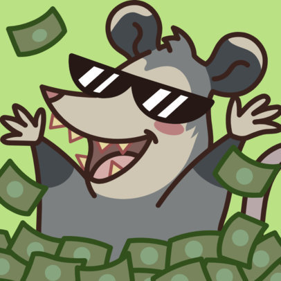 Twitch Emote Creator Featuring an Opossum with Sunglasses and Dollar Bills  5987h