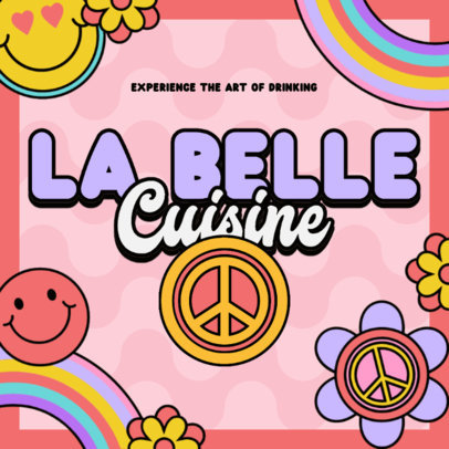 Coaster Design Creator Featuring a Colorful Retro Peace Symbol with a Smiling Face 5986g