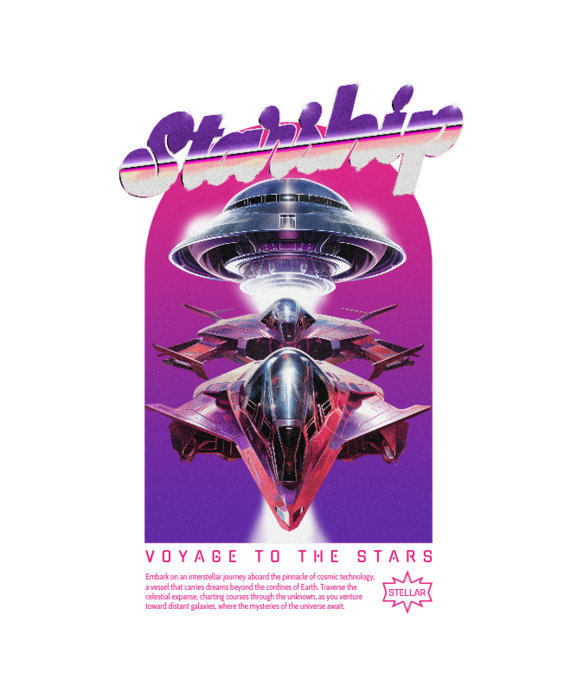 Aliens-Themed T-Shirt Design Generator With an AI-Created Spaceship Graphic