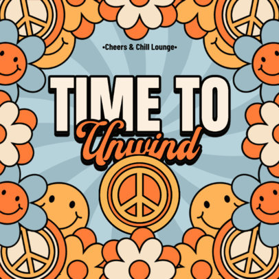 Retro Coaster Design Template with a Relax-Themed Quote and Smiling Flowers 5986l