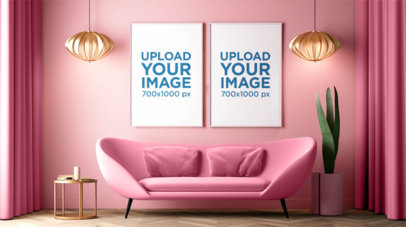 Art Print Mockup Featuring an AI-Generated Room with an Art Deco-Inspired Decoration