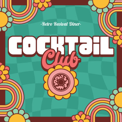 Coaster Design Generator Featuring Illustrated Flowers and Rainbows with a Retro Aesthetic 5986f