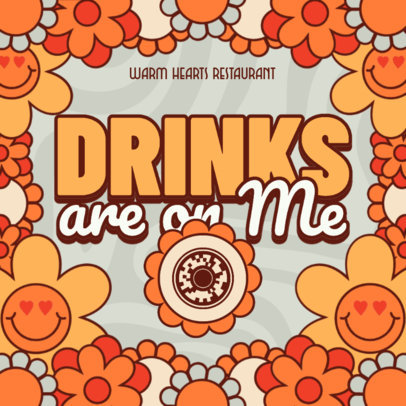 Coaster Design Creator with Smiling Flower Illustrations and a Customizable QR Code 5986k