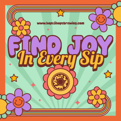 Retro Coaster Design Maker Featuring Colorful Flower Graphics with Smiling Faces 5986e