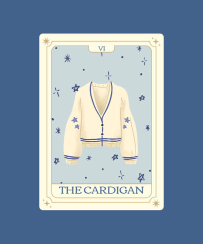 T-Shirt Design Template Featuring a Cardigan Illustration Inspired by Taylor Swift 6159c