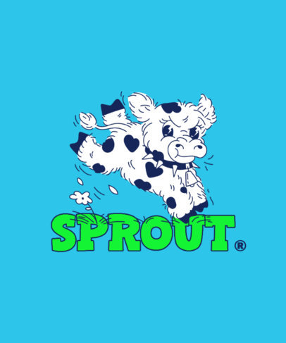 Front T-Shirt Design Template with a Rebel Cow with a Spiked Choker 