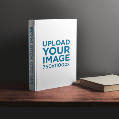 AI-Generated Mockup of a Hardcover Book Placed on a Wooden Table