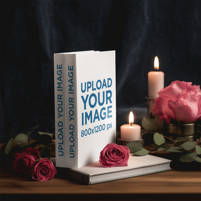 Romance-Themed Mockup of Two AI-Generated Hardcover Books