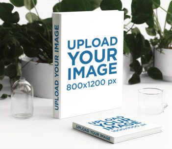 Science-Themed Mockup Featuring Two AI-Generated Hardcover Books m34908