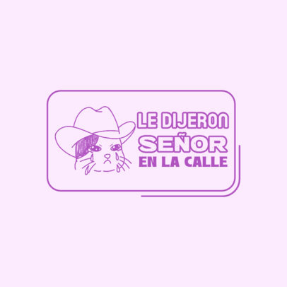 Sticker Design Maker Featuring a Crying Cat with a Cowboy Hat  6163d