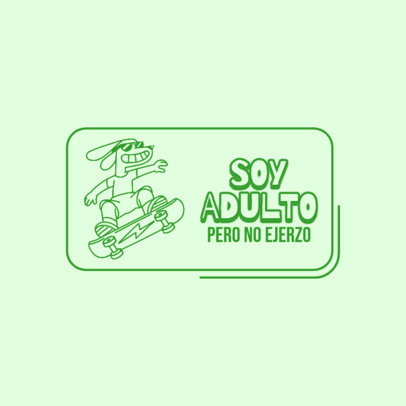 Seal Design Template with a Skating Cartoon and a Funny Adult Life Quote 6163e