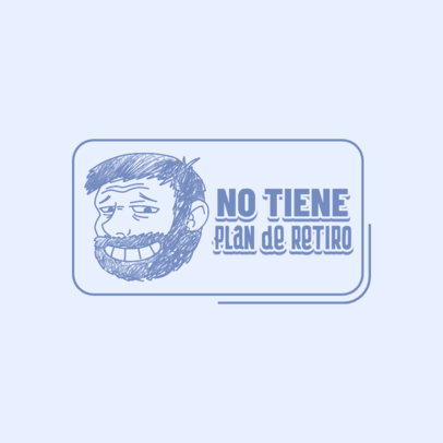 Stamp Design Template with a Bearded Man Illustration and a Retirement Quote 6163m