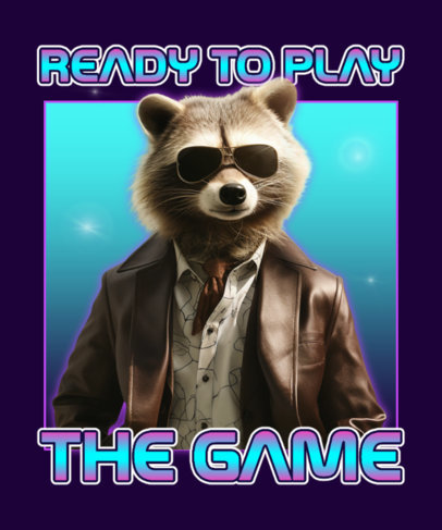 AI-Generated T-Shirt Design Template for Raccoon Enthusiasts