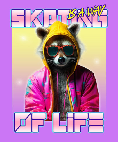 Online T-Shirt Design Generator Featuring a Raccoon and a Skater Quote