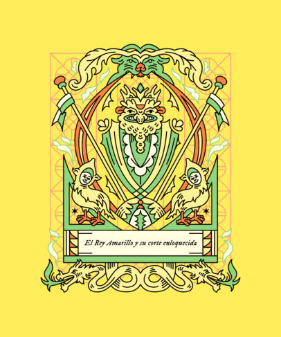 T-Shirt Design Template Featuring a Psychedelia Style and Colorful Graphics 6154c