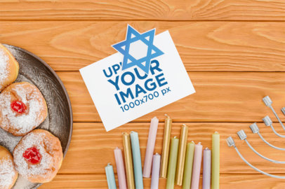 Mockup of a Flyer Featuring a Hanukkah Theme