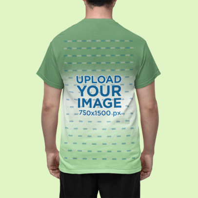 Back-View Gildan T-Shirt Degraded Mockup Featuring a Cropped-Face Man in a Studio