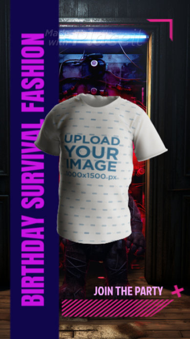 Video of a 3D T-Shirt Featuring a Horror Background Inspired by Five Nights at Freddy's